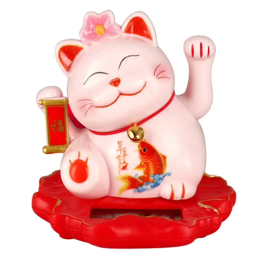 Solar Lucky Cat Ornament Automatic Waving Lucky Cat For Home Blessings Financial Prosperity Good Luck Charm Home Decoration