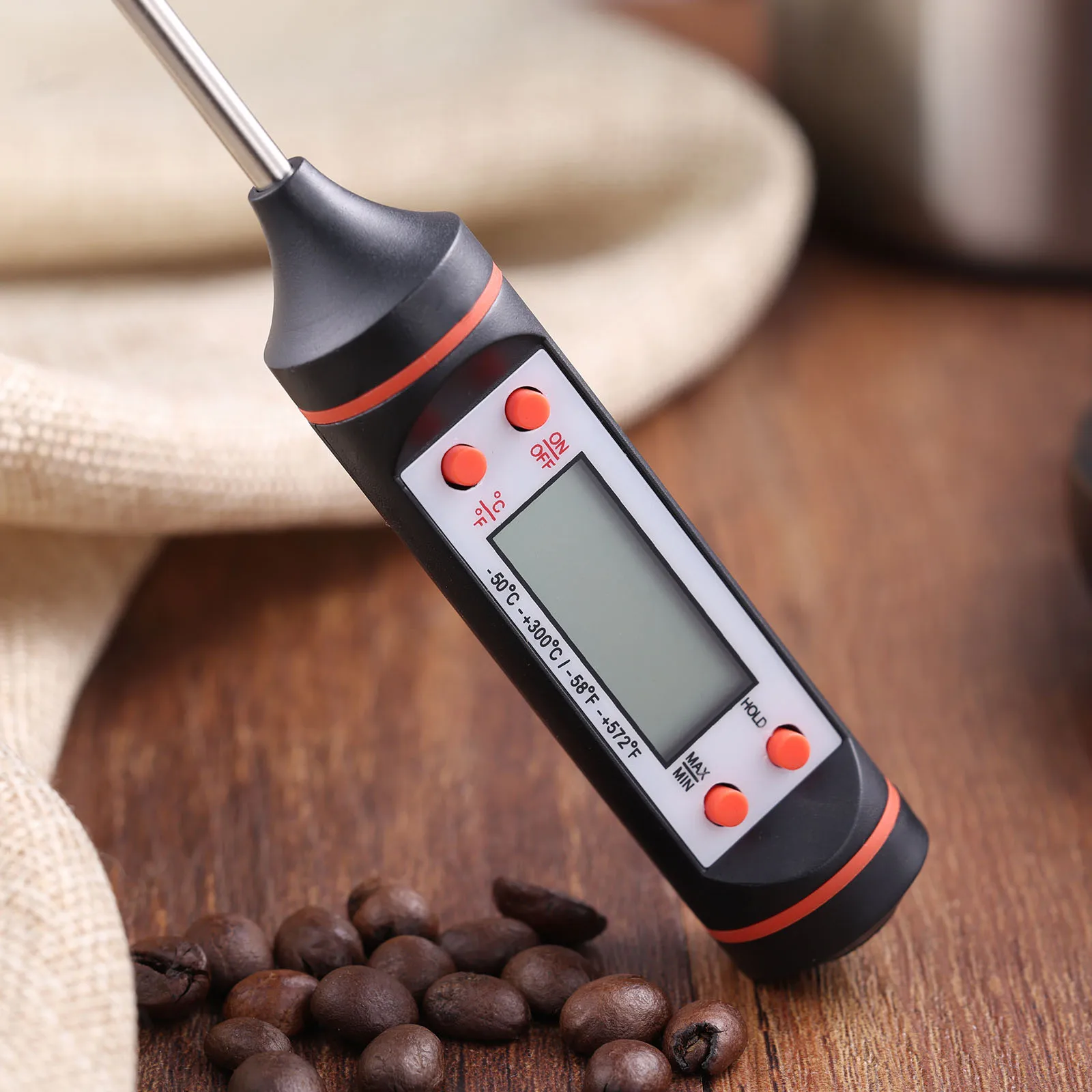1PC Digital Food Thermoneter LCD -50℃~+300℃ Auto Power Off Measure BBQ Meat Jam Baking Bread Cake Kitchen Tools 24cm Portable