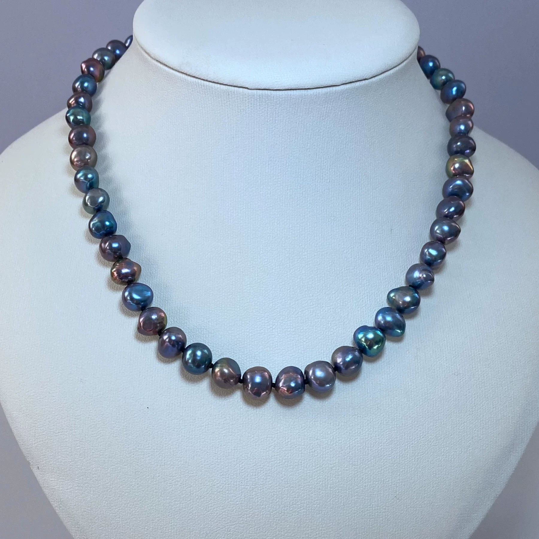 Men's and Women's Styles/Necklace AAA8-9mm Natural Tahitian Baroque Pearl Necklace 16in/18in