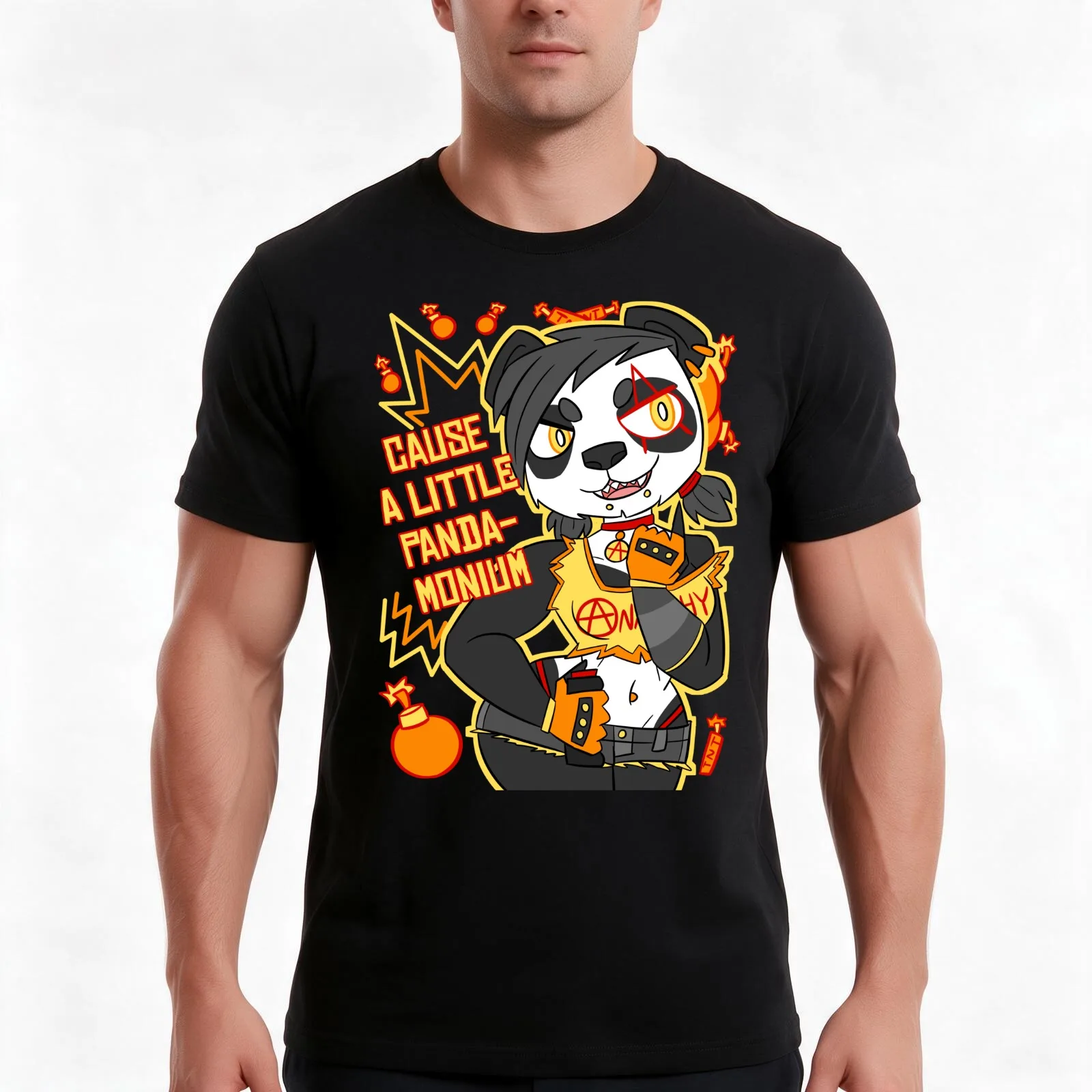 Cause a Little Panda-Monium T-Shirt, Summer Casual Cotton Tee, Oversized Streetwear Tops, Vintage Graphic Print, 100% Cotton