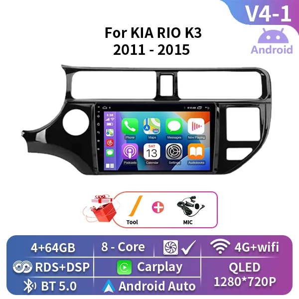 Android 15 autoradio voor KIA K3 RIO 2011 2012 2013 2014 2015 Carplay multimediaspeler stereo navigatie GPS 4G Wifi 2 Din