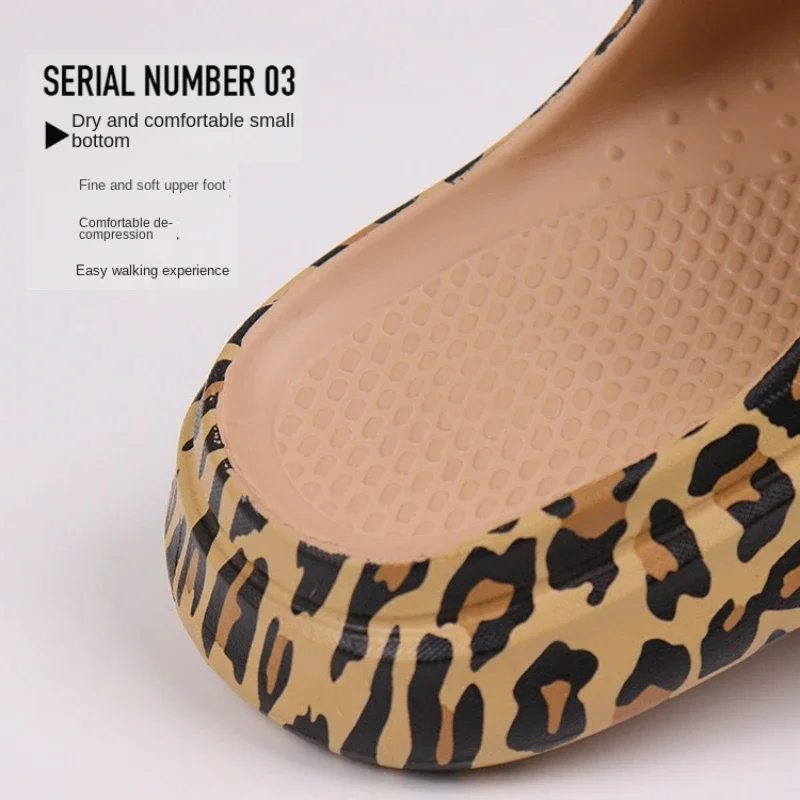 Leopard Thick Platform Slippers Women Soft Sole Pillow Slides Sandals Unisex Summer Beach Trendy Outdoor Thick-soled Plus Shoes