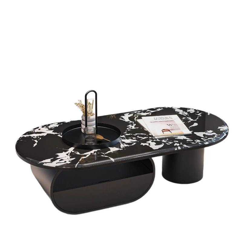 Italian creative oval microcrystalline stone coffee table living room household small apartment modern light luxury high-end
