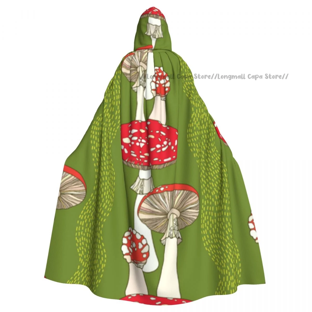 Amanita And Stripes Red Cup Mushroom Cloak Hooded Cosplay Costume Halloween Adult Long Party Cape