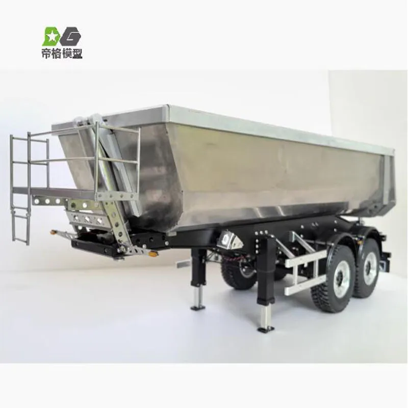 

All Metal Hydraulic 3 Axle Dump Trailer Tow for 1/14 Tamiya RC Truck Trailer Tipper Scania 770S MAN Actros Volvo Car Diy Parts