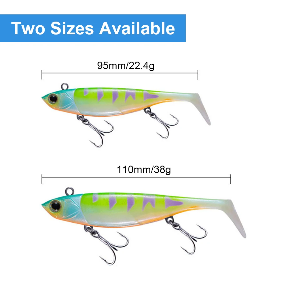 9.5/11Cm 22.4/38G Umpan Pancing Tenggelam T Ekor Kepala Jig Umpan Lembut Wobbler Casting Panjang Memancing Air Laut Umpan Bass Ikan Trout RE100