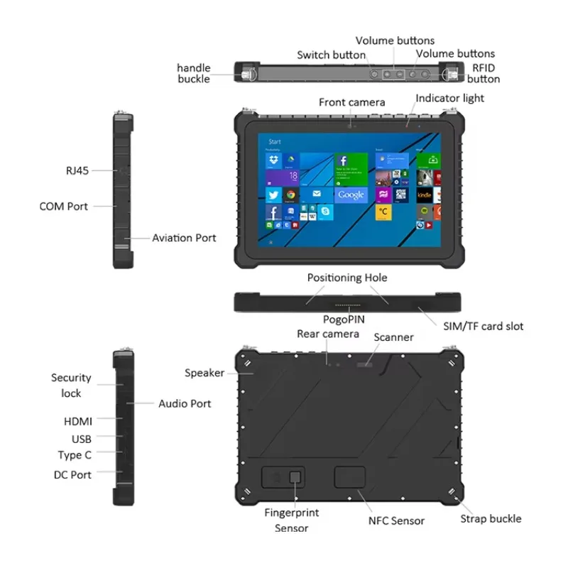 IP67 Waterproof Win10 Win11 12000mAh Outdoor Industrial Rugged Tablet 10.1 Inch Ruggedized Tablet Pc With GPS Rugged Tablet