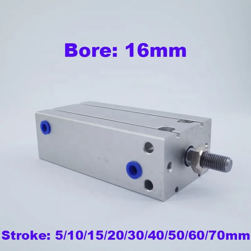 GOGOATC GOGOATC Free Mount Cylinders Bore 16mm CDU16-5/10/15/20/25/30/40/50/60/70D Double Acting Single Rod Micro air Cylinder