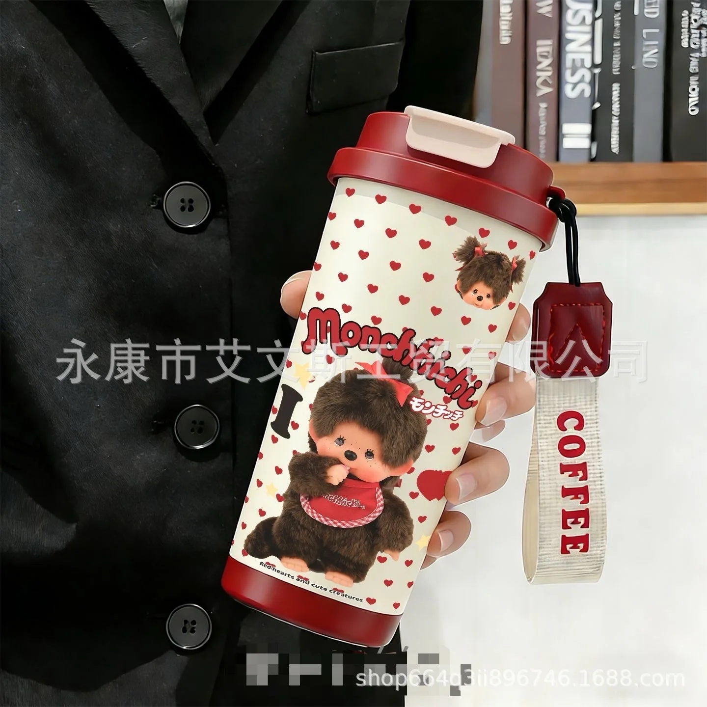 Monchhichi316 stainless steel insulated cup - portable, large-capacity, vehicle-mounted, double-purpose coffee cup for drinking