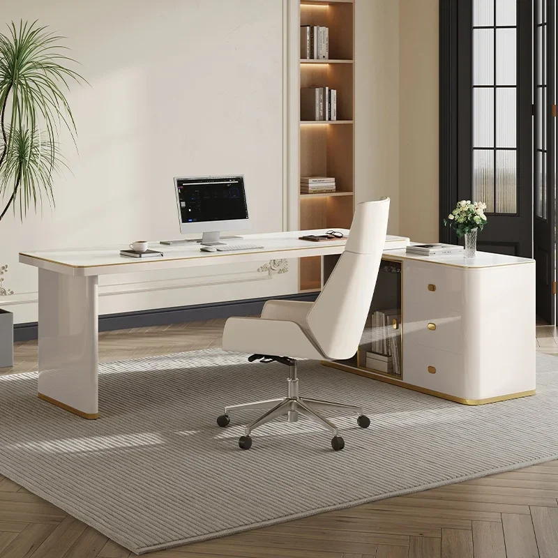

L Shape Luxury Executive Desk Asthetic Drawers Drawers Bureaux Computer Desk Work Luxury Mesa De Escritorio Office Furniture