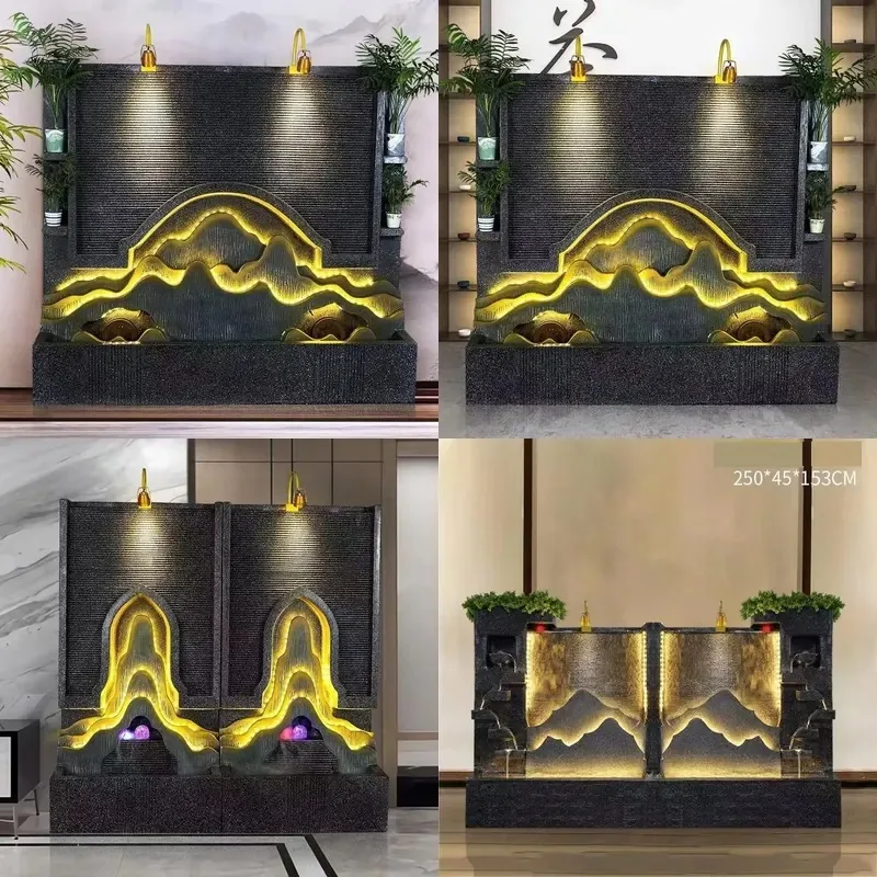 Garden Rockery Fountain Pump with Lights Fiberglass Stone Powder Indoor Outdoor Use