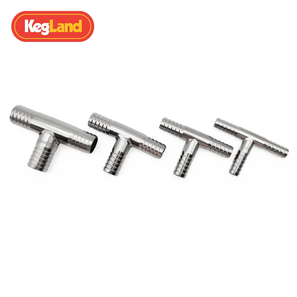 KegLand  Stainless Tee6/8/10/13MM Barb Fit Beer or Gas Tube/Pipe/Lines