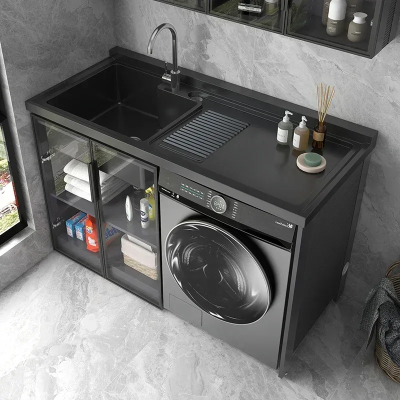 

Alumimum Wash Wardrobe Integrated Basin Cabinet Balcony Washing Machine Companion Sink