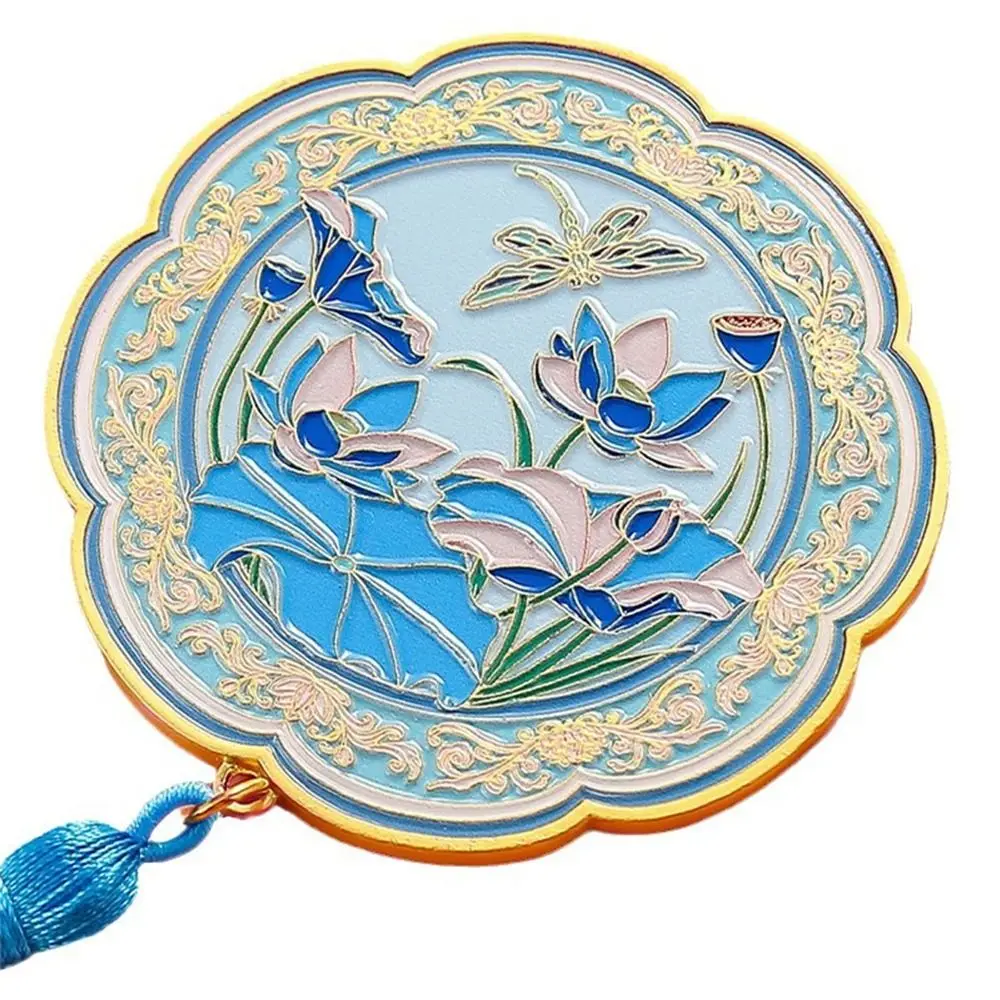 Kreativer tragbarer Schminkspiegel, Relief-Design, chinesischer Stil, Handspiegel, transparent, mit Quaste, Kosmetikspiegel, Touristen-Souvenirs