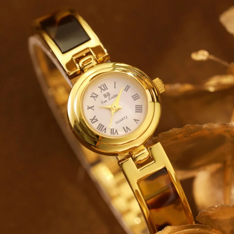 BS 1839 우아한 여성용 쿼츠 손목시계, 레트로 패션 팔찌, 작은 다이얼, 캐주얼 여성용 시계