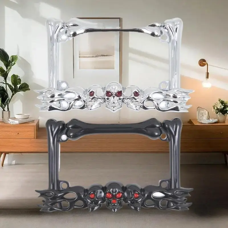 Bingkai Plat Nomor Kepala Tengkorak Plastik Berkualitas Tinggi untuk Skuter dan Sepeda Motor Sporty