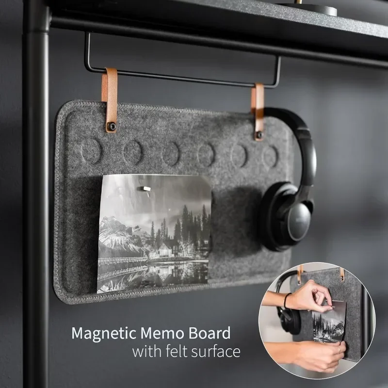 Fully upgraded.Clamp-on 50 inch Desktop Shelving System for Sit Stand Workstation, Raised Accessory Storage Shelves and Magnetic