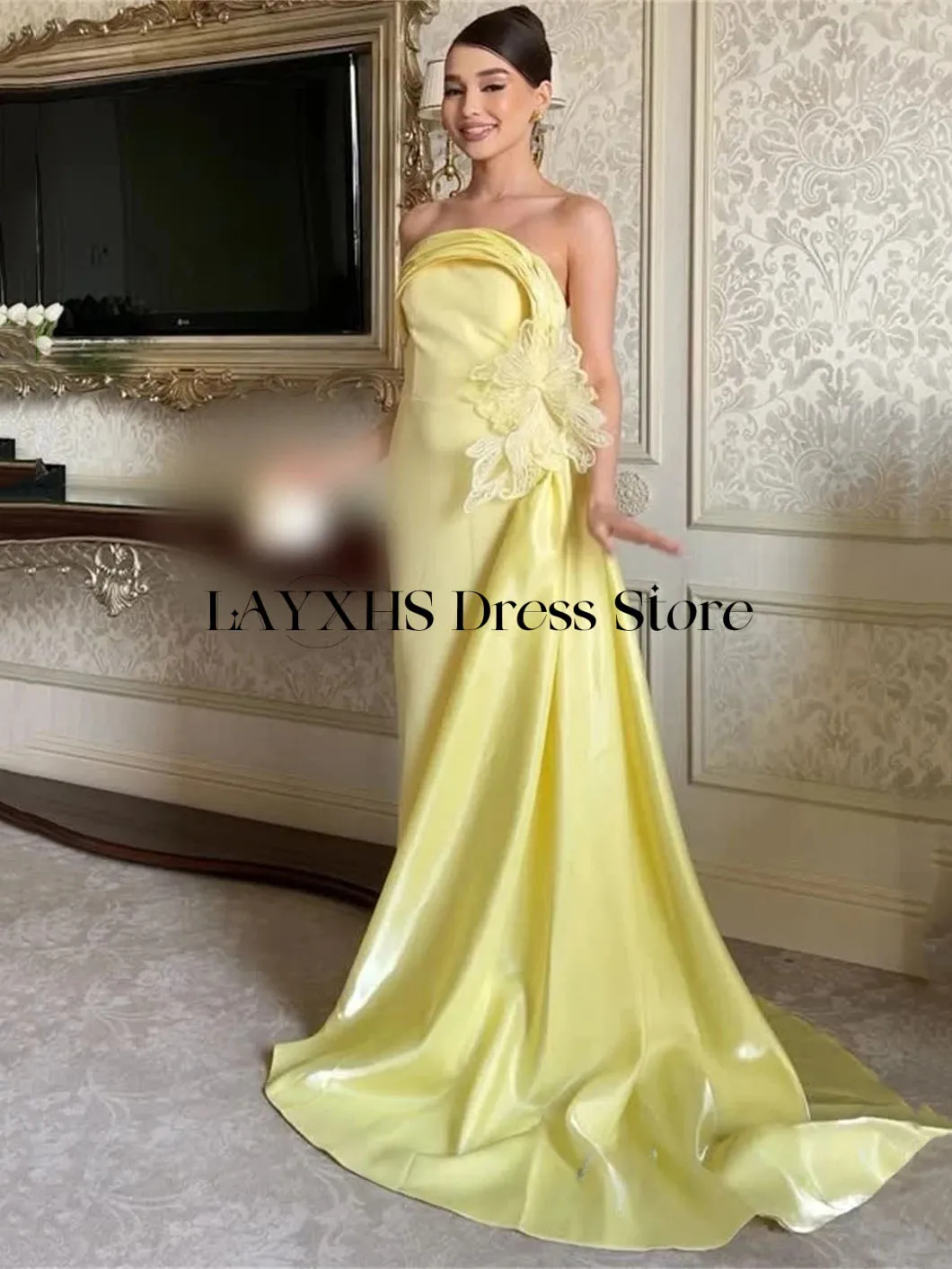 LAYXHS mode robes de soirée sans bretelles sirène paillettes appliques robes de bal de fête personnalisé pла Heiе Ramonч Heiнее