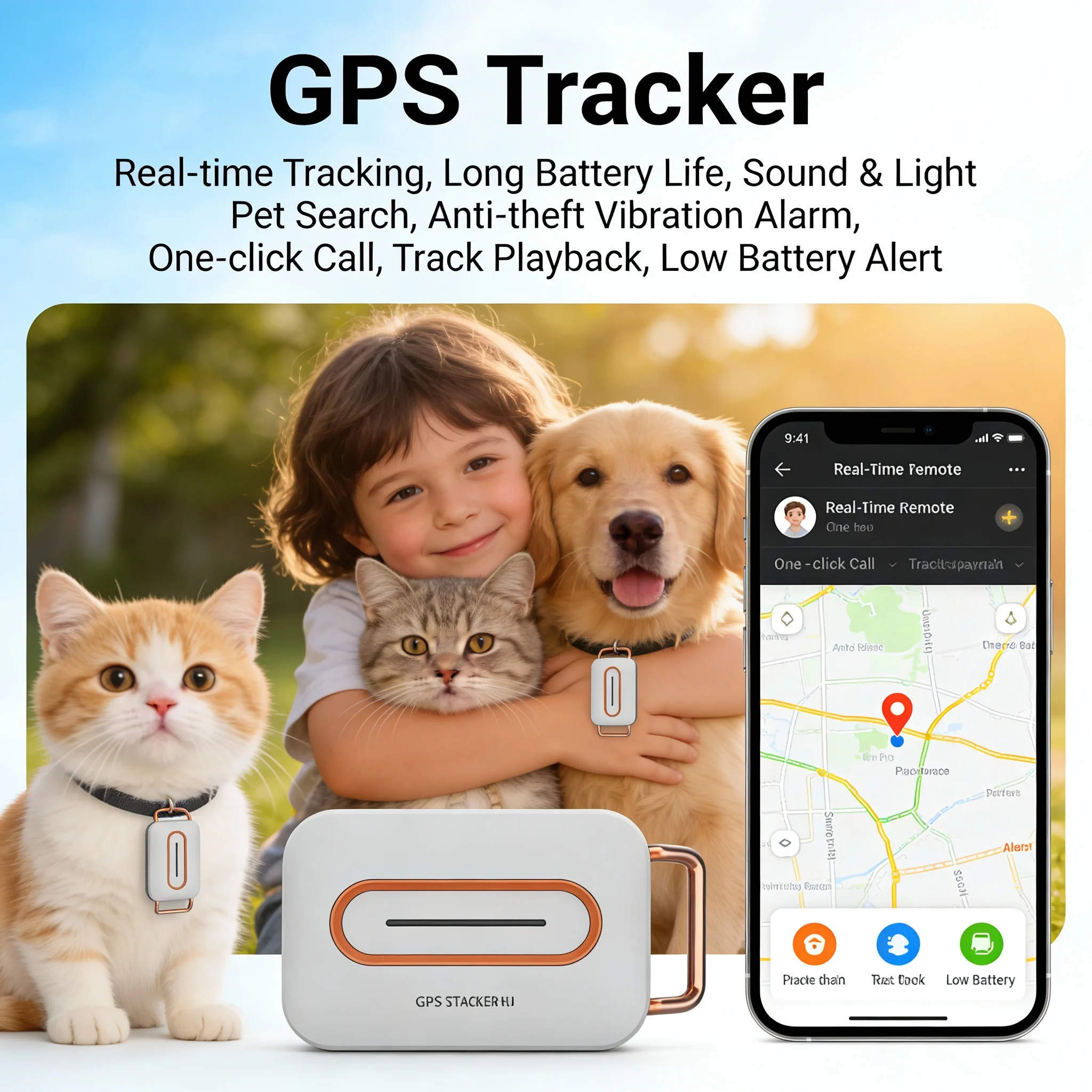 4G Smart GPS Locator Pet Anti-Lost Locator Medium and Large Dog Hound Waterproof Collar Locator