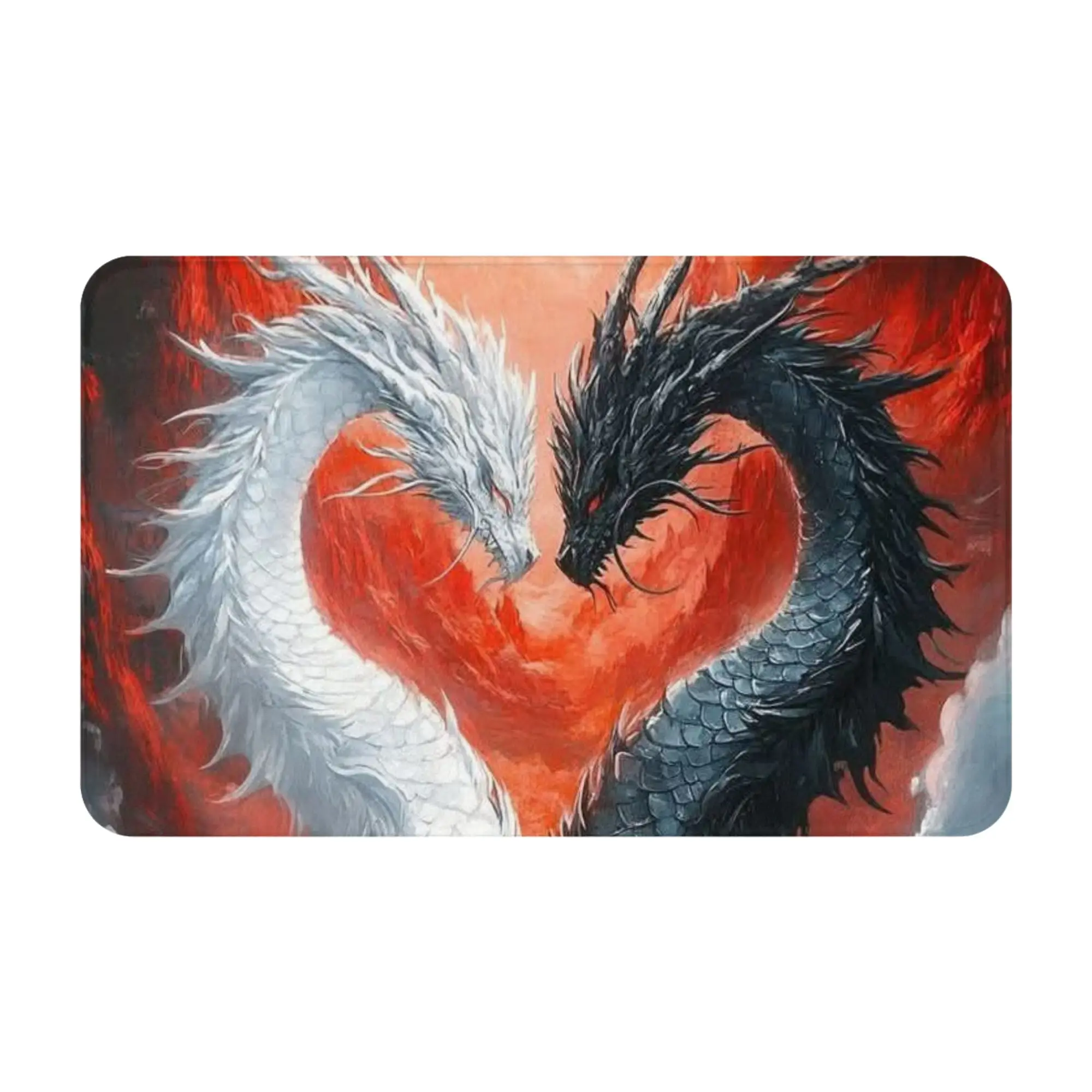 Black White Yin Yang Dragon Illustration Doormat Bedroom Living Room Mat  Balcony Home Decoration