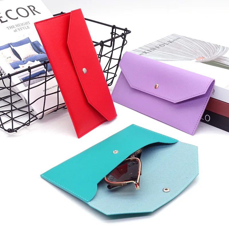 Solid Colour Brush Bag Korean Style Outdoor Money Card Coin Purse Long PU Leather Storage Wallet for Glasses Storage Case
