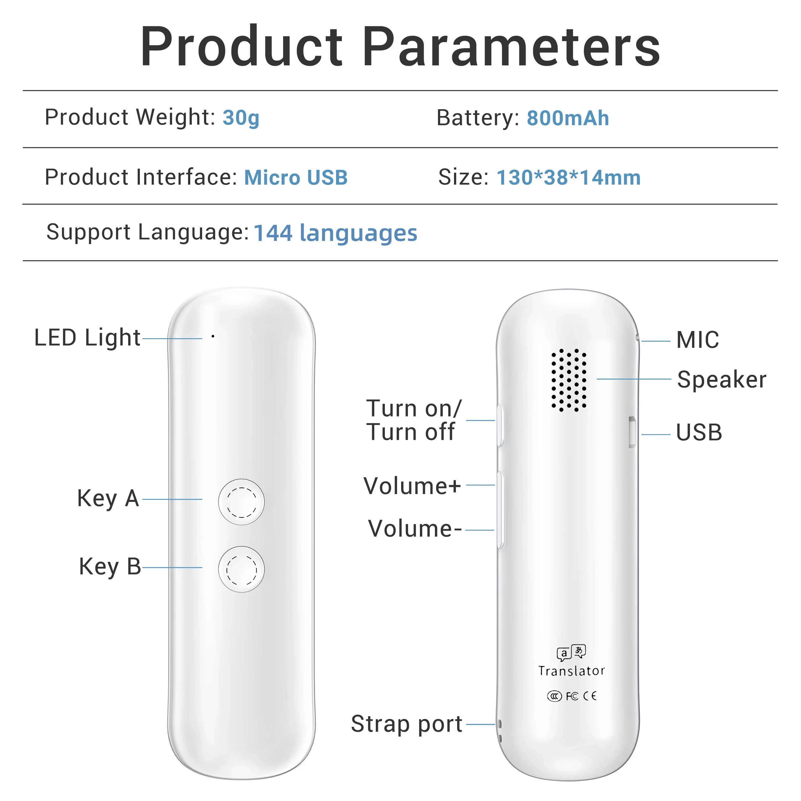 

New Wooask Real-time Language Translator Pocket Voice Translator Device 144 Languages for Travel Business Learning G5 Pro