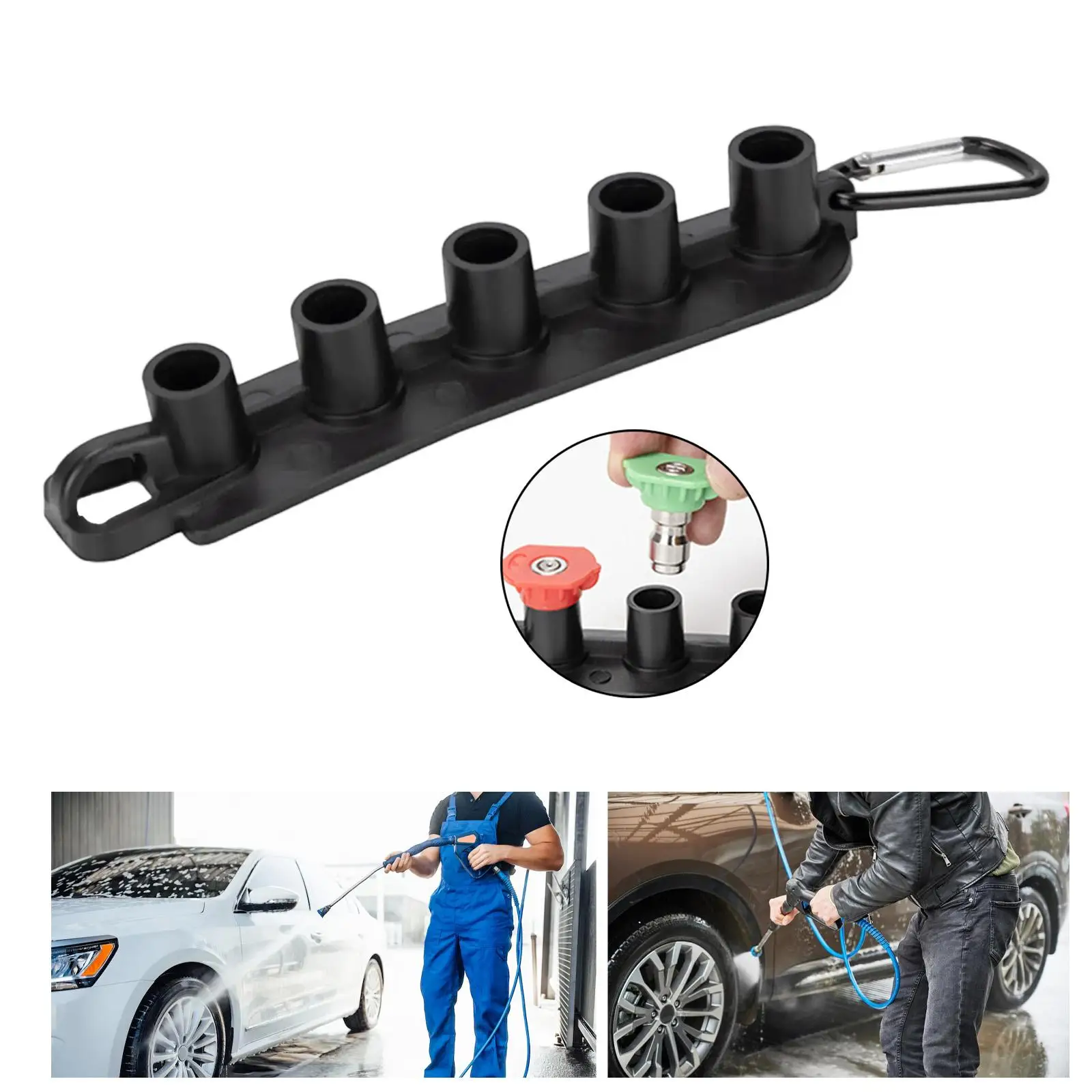 Power Washer Rubber Nozzle Organizer 5 Hole Tip Storage Rack Universal Quick Connect Holder for High Pressure Use