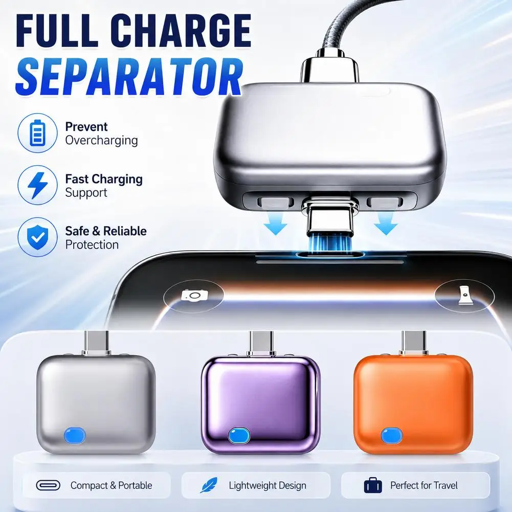 Smart Auto Stop Charging Separator AI Recognition Fully Charged Automatic Cut Off Device USB Charging Safety Protector Adapter