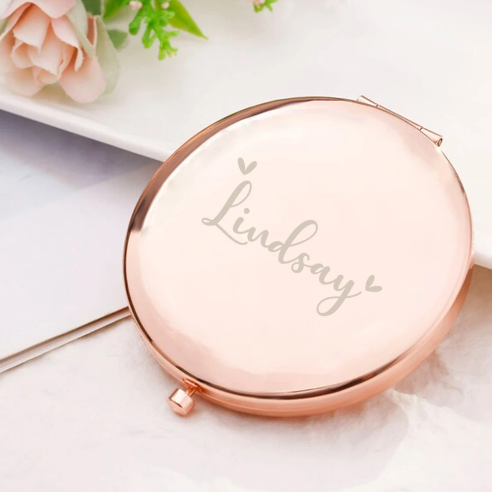 1pc Lovely love Customized Name Pocket Mirror Round Circle Mirror Folding Mirror Makeup Mirror Fold Mirror Wedding Party Gifts
