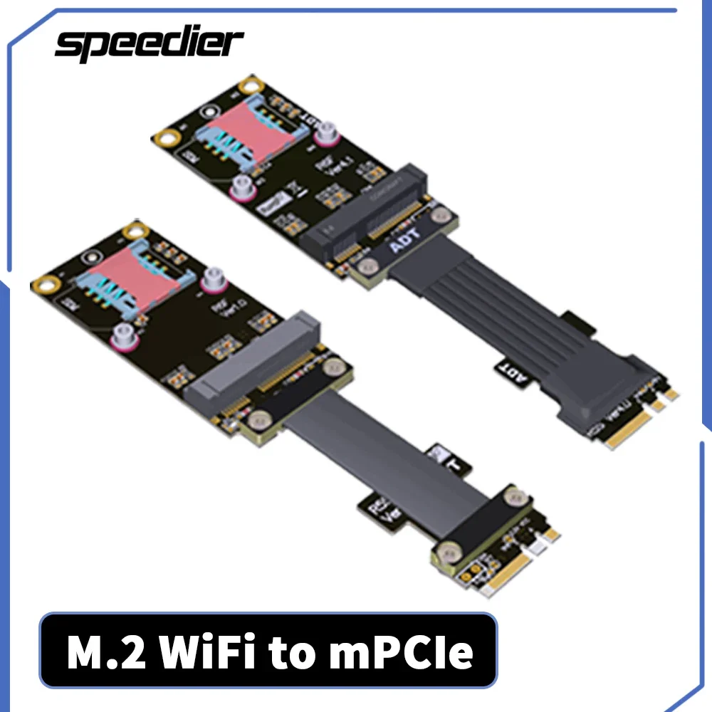 

ADT R56SF M2 WiFi To Mini-PCIe Riser Cable Male-to-Female Gen 3.0 4.0 Mini-PCIe Wireless Card To M.2 A.E. Slot Extension Adapter