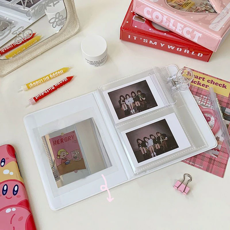 3inch INS Cartoon Mini Photo Album Heart Photocard Holder Transparent Polaroid Album Storage Name Card Star Card Collection Book