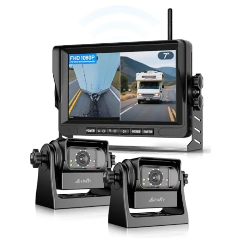 

Car truck RV backup camera system: magnetic wireless WiFi 7 IPS monitor, 1080P HD, rechargeable battery, no wiring, rear revers