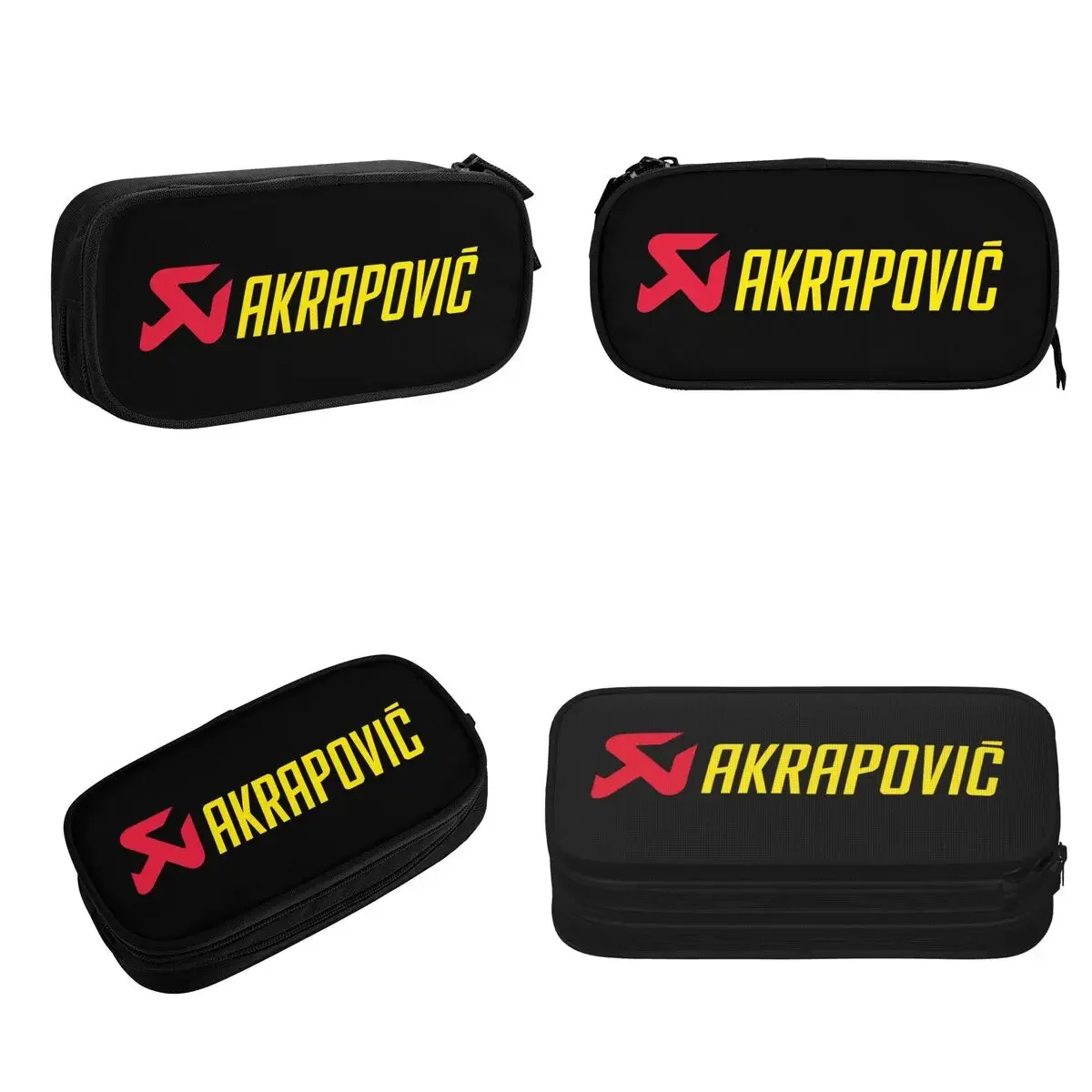 Akrapovics Logo AKS Motorcycle Exhaust Pencil Cases Large Storage Pen Bags Pen Box Pencil Pouch For Boys Girls Stationery School