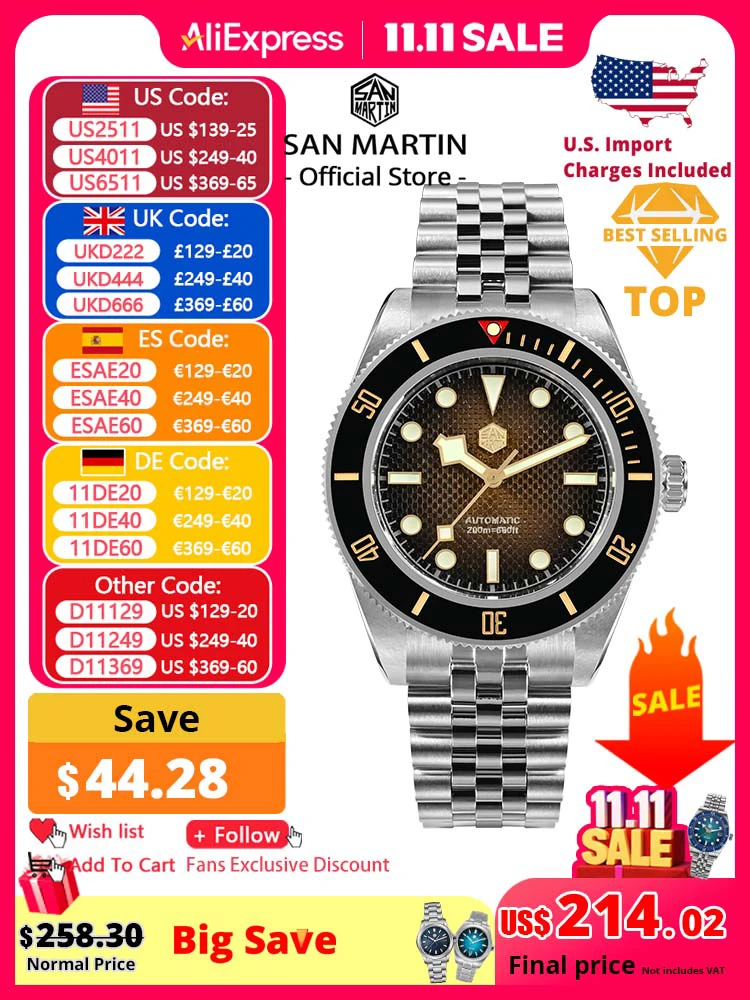 

San Martin 3D Waffle Dial New 40mm Dive Watch NH35 Men's Watches Automatic Mechanical Sapphire Waterproof 200m Luminous SN0128