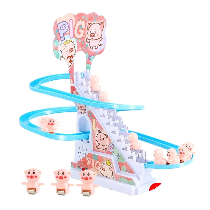 Baby Electric Duck Track Slide Boys Girls Climbing Stairs Toy LED Lights Musical Slide for Children Kids