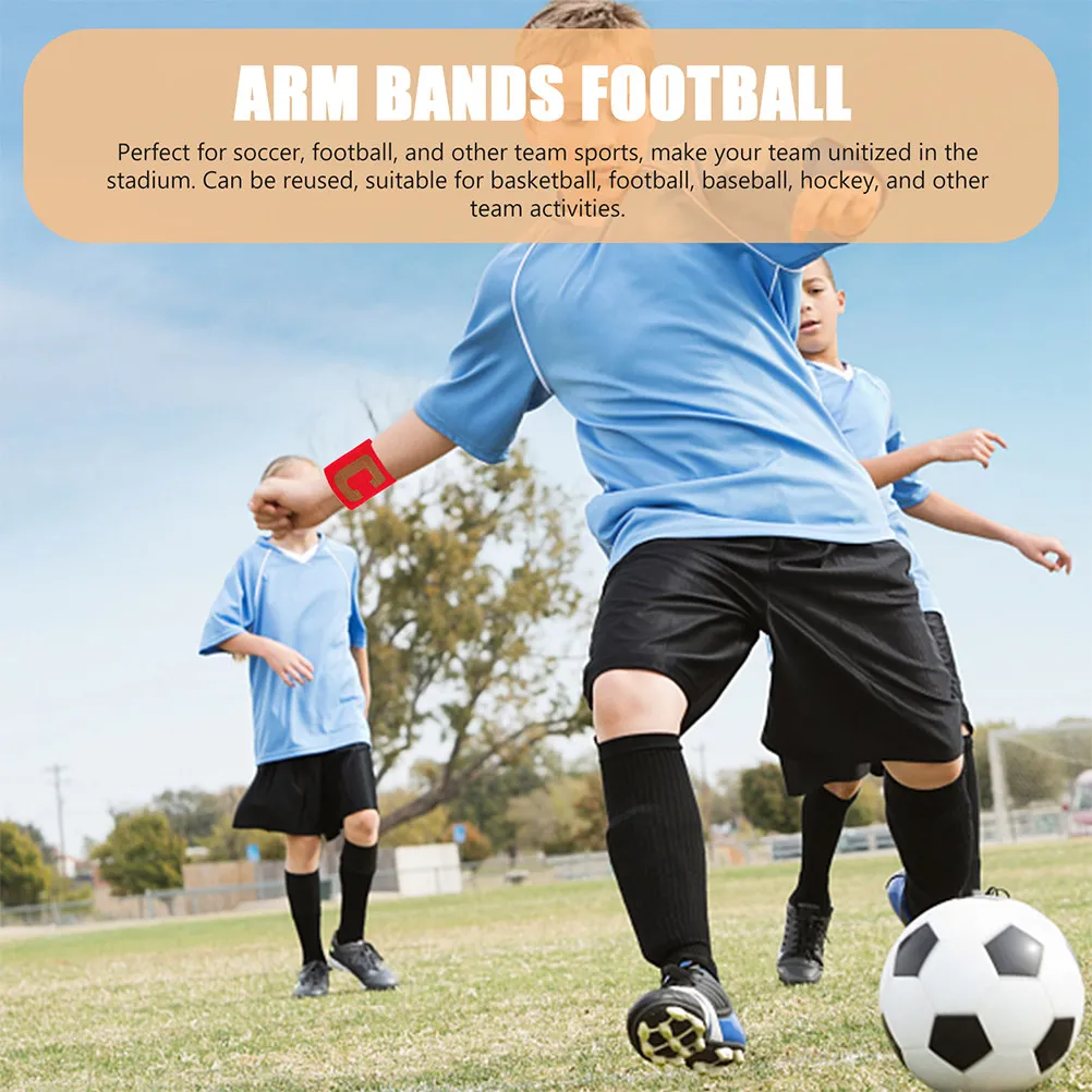 4Pcs Captain Arm Band for Soccer Football Teams Adjustable Sticky Tape Design Simple Color Match Team Uniform Wear Resistant