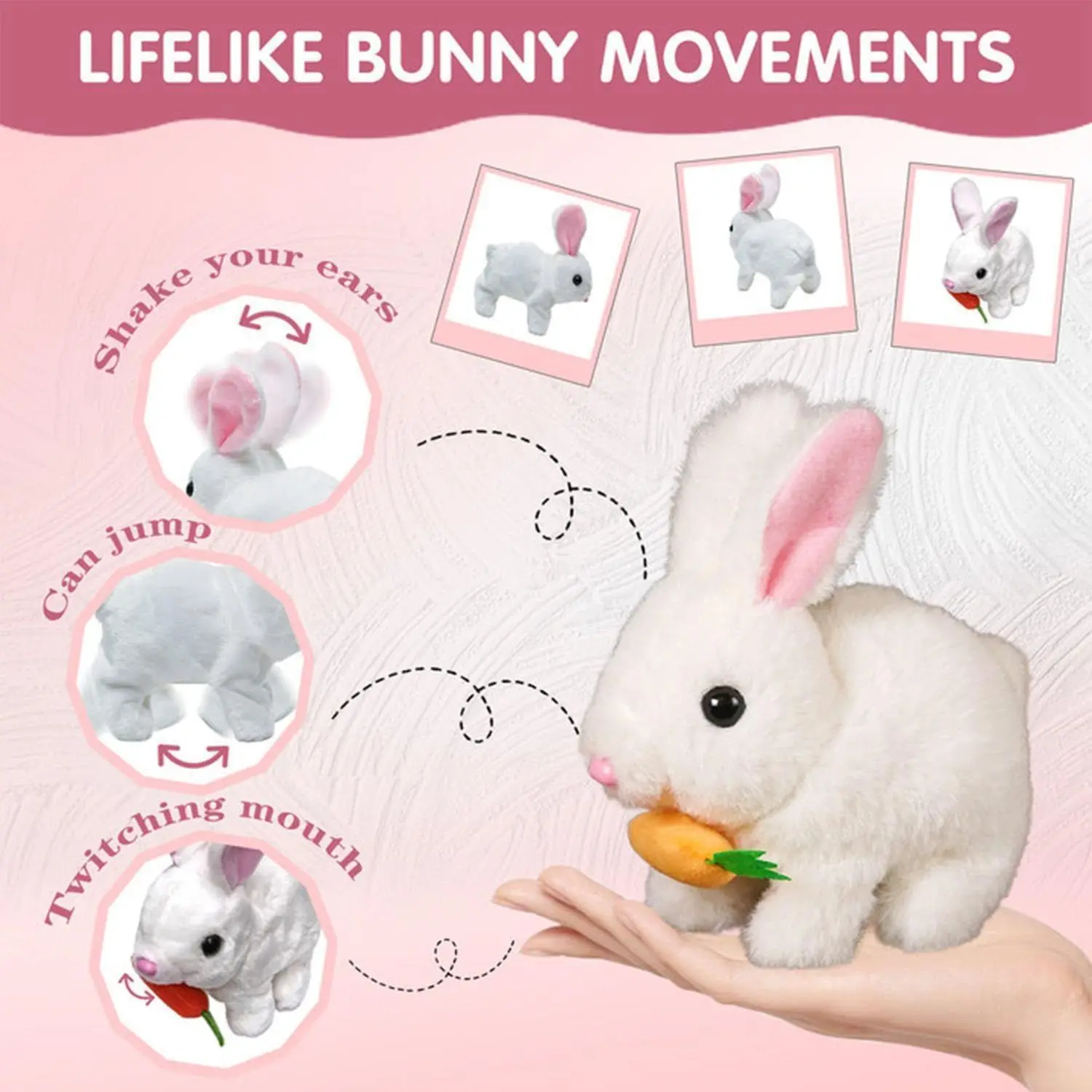 Hopping Bunny Toy Realistic Bunny Robot Bunny Simulated Rabbit Electric Plush Toy Can Walk, Bark, Move Its Mouth Shake Its Ears