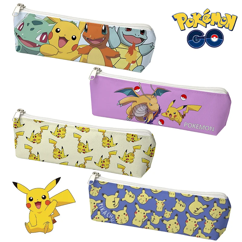 Pokemon Pikachu Cartoon Student Pencil Case Anime Peripherals Portable Pencil Storage Bag Cute Large Capacity Waterproof Pen Bag