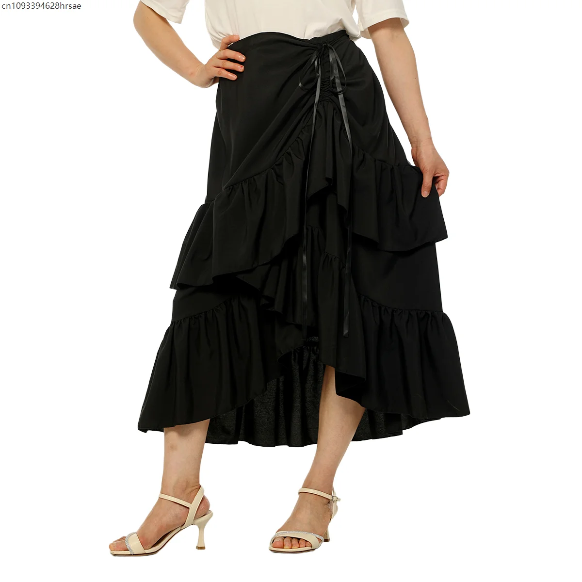 

Women Elegant Asymmetrical Midi Skirt Victorian Skirts Women Steampunk Ruffles Pirate Skirt Irregular Skirt