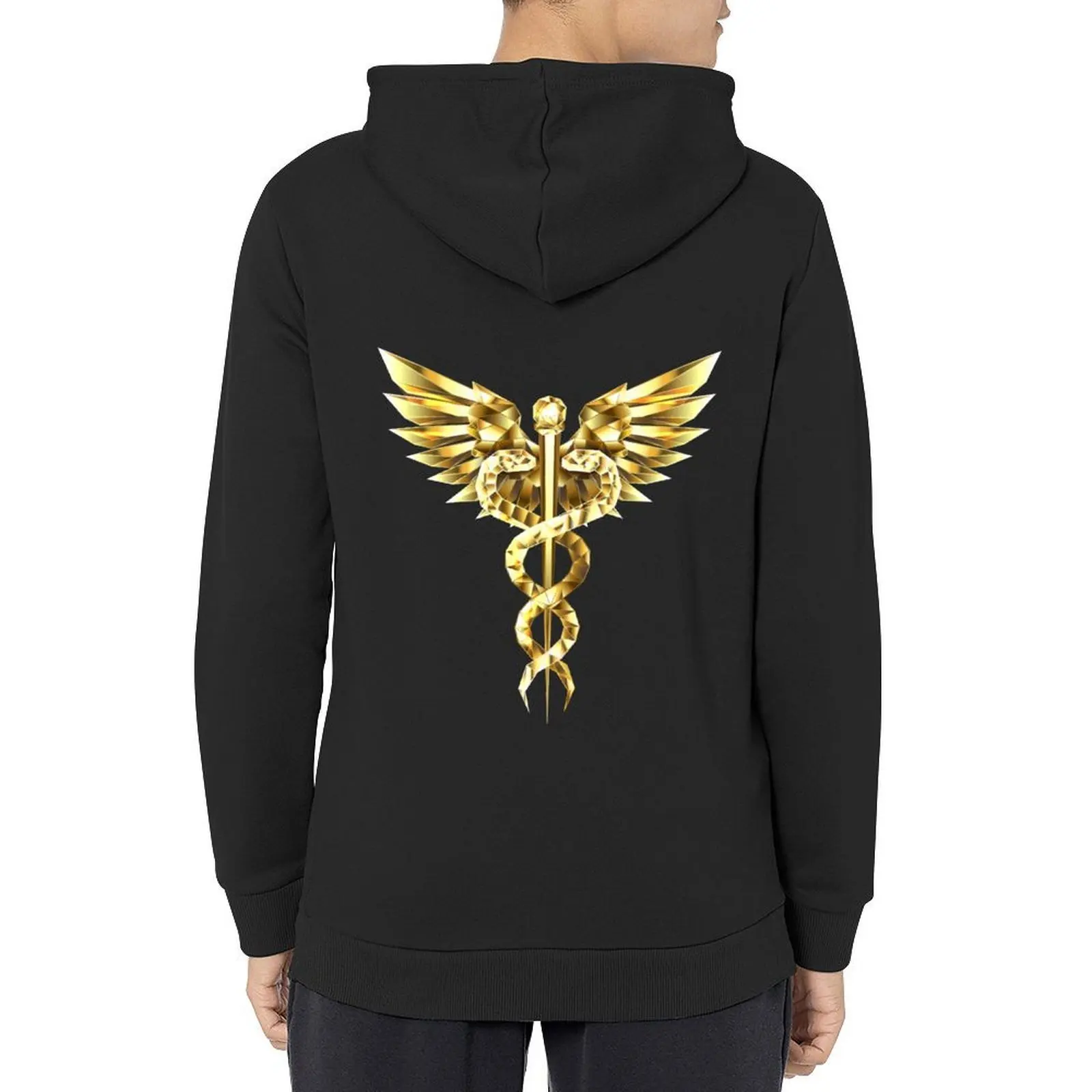 

Gold Polygonal Symbol Caduceus Hoodie men's clothes men clothing men's sweat-shirt hoodie for men