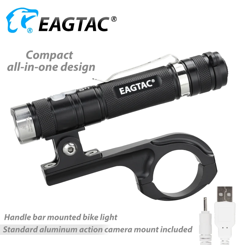 EAGTAC DX30LC2-BR ضوء الدراجة القابلة لإعادة الشحن مصباح ليد جيب الشعلة التكتيكية كري XPL HI 1160 لومينز 18650 بطارية متضمنة ستروب
