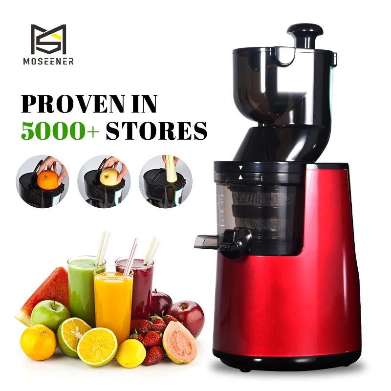 

MOSEENER 2L Commercial Electric Juice Extractor Automatic Stainless Steel Blade Kitchen Juicer Big Mouth Slow Household RV Hotel