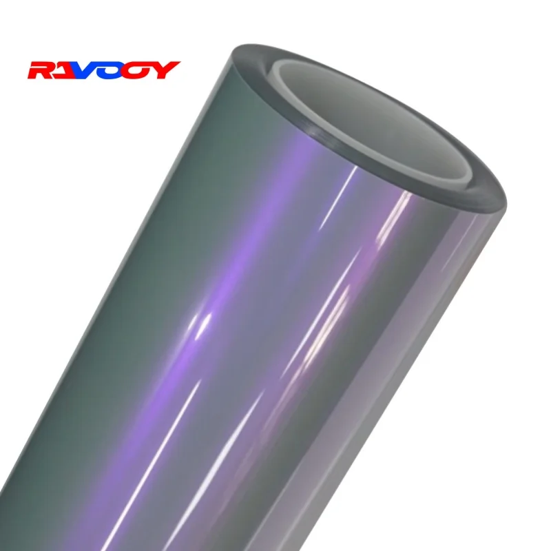 Metallic color-changing grey-magenta purple vinyl car film, resistant to delamination and fading, 1.52 meters wide by 17 meters