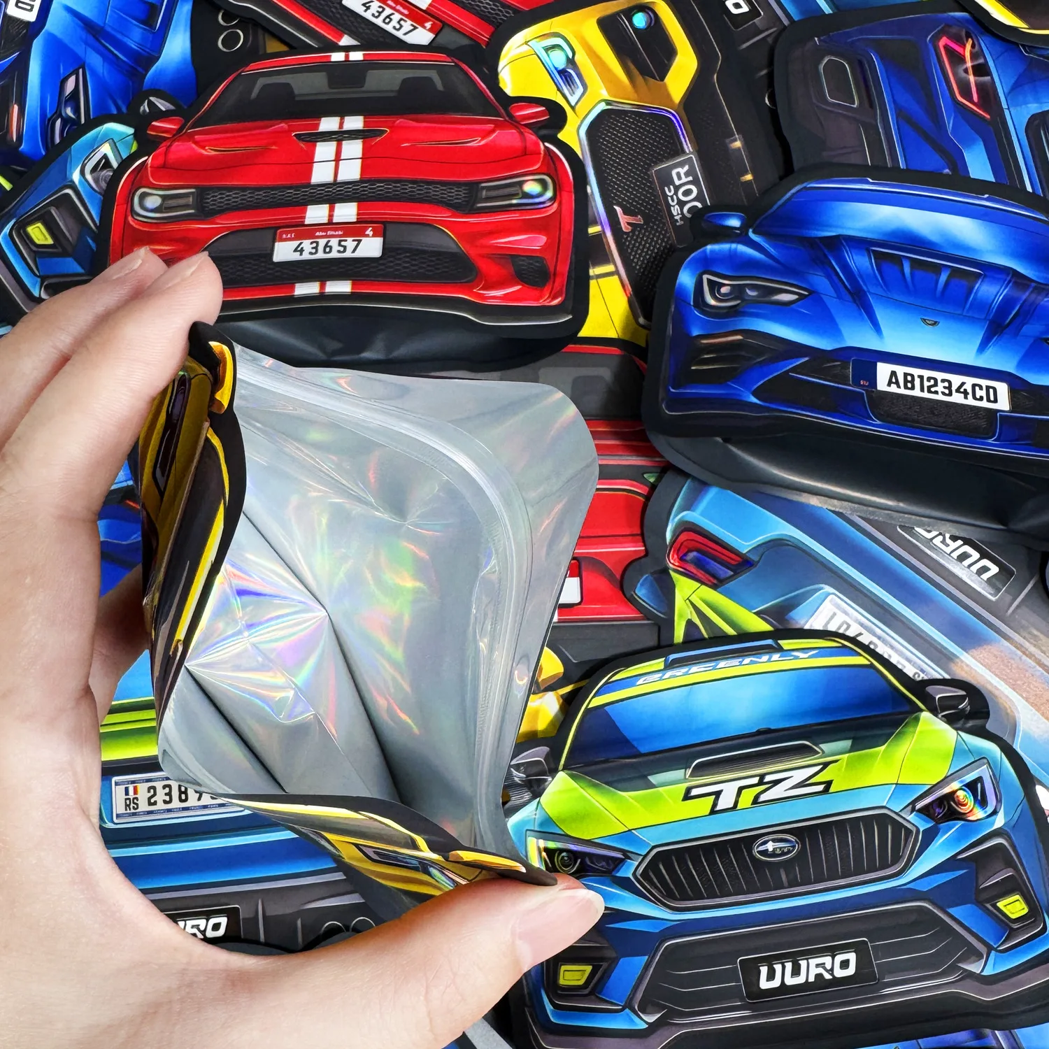 Car Juice Can Shape Empty Irregular Die Cut Shape Mylar Bags 3.5g Plastic Zipper Lock Storage Pouch Smell Proof Packaging Case view 5