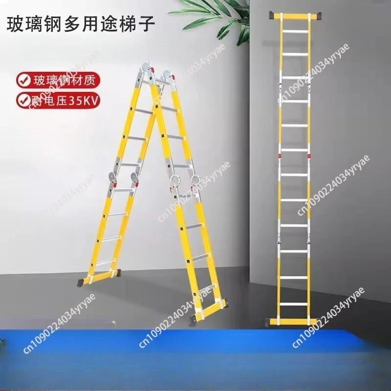 4*4 Steps Fiberglass Multi-purpose And Multifunction Ladder Folding Extension Ladders With Big Hinge