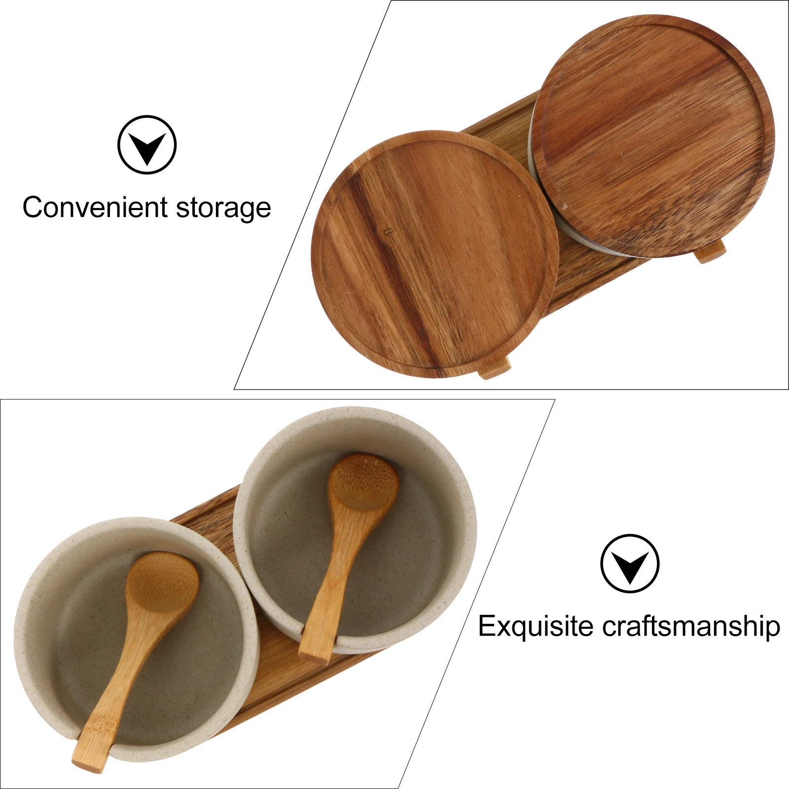 

Ceramic Wood Condiment Jars Spice Canisters Kitchen Supplies Storage Holders Seasoning Boxes Multi-Function Salt Jar Home