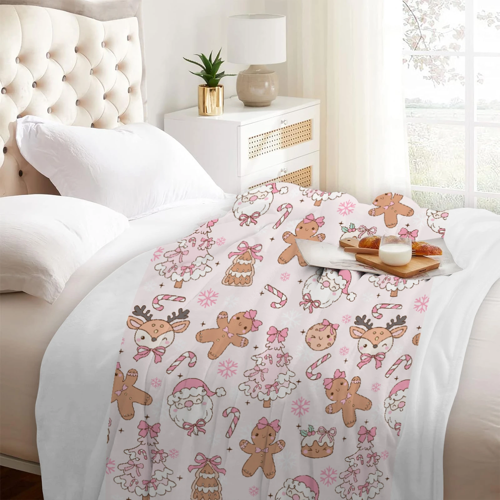 Christmas Flannel Blanket, Suitable for Sofa Beds, Office Outdoor Applicable in All Seasons Comfortable and Warm Various Sizes