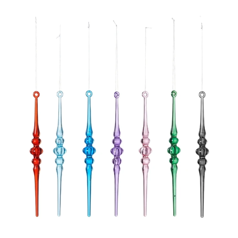 L5BF Winter Holiday Hanging Ornament, Acrylic Icicle 12 Piece Set for Christmas Tree Decorating and Festival Display