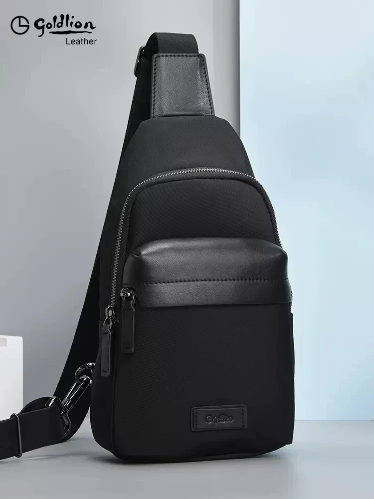 Оригинальная роскошная дизайнерская нагрудная сумка Goldlion 2023, новая модная нишевая мужская сумка для отдыха, холщовая студенческая уличная сумка через плечо