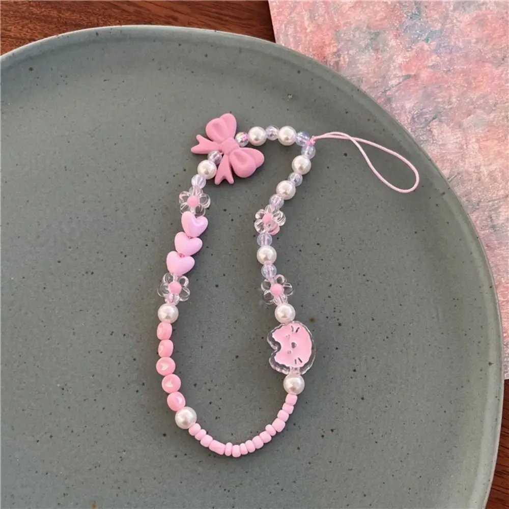 

New Candy Colored Butterfly Bow Phone Chain Anti-loss Cartoon Phone Wrist Strap Gift Portable Bag Pendant Phone Accessories